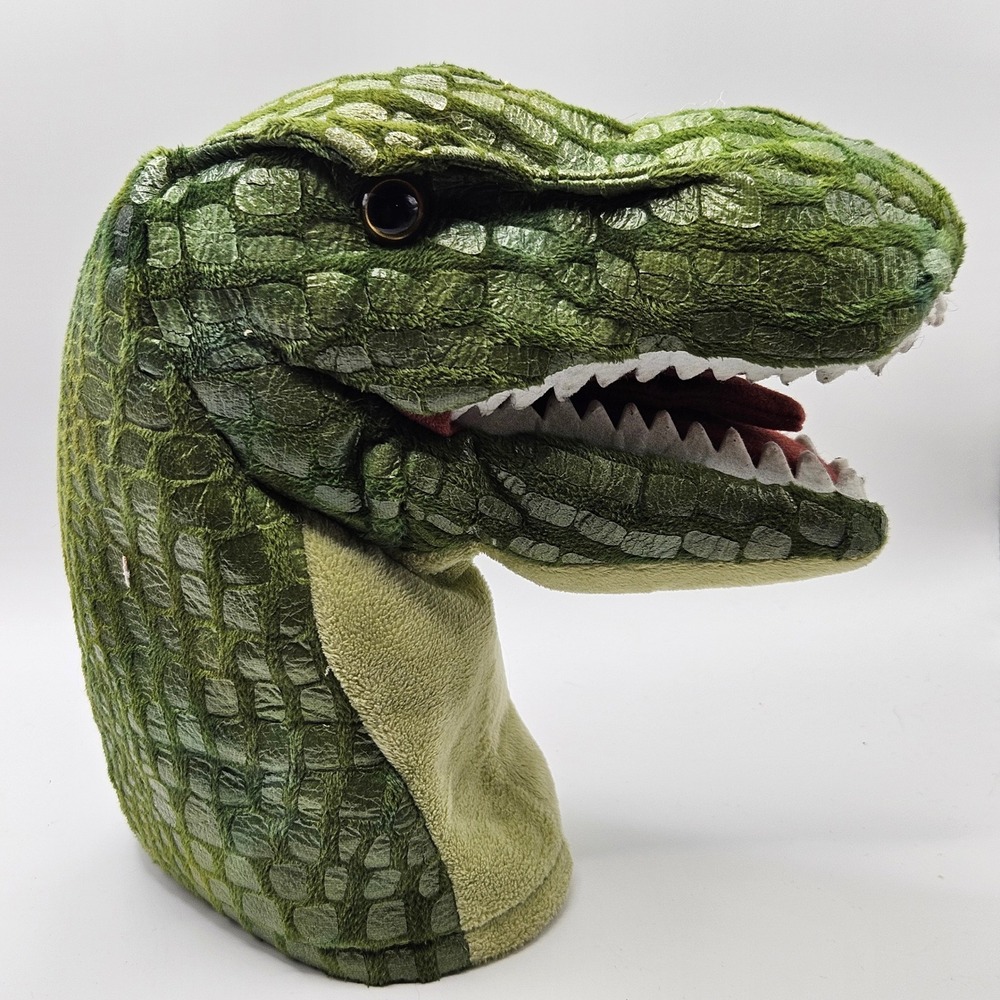 Wishpets Rexx Dinosaur‎ Head Hand Puppet Green Realistic For Kids